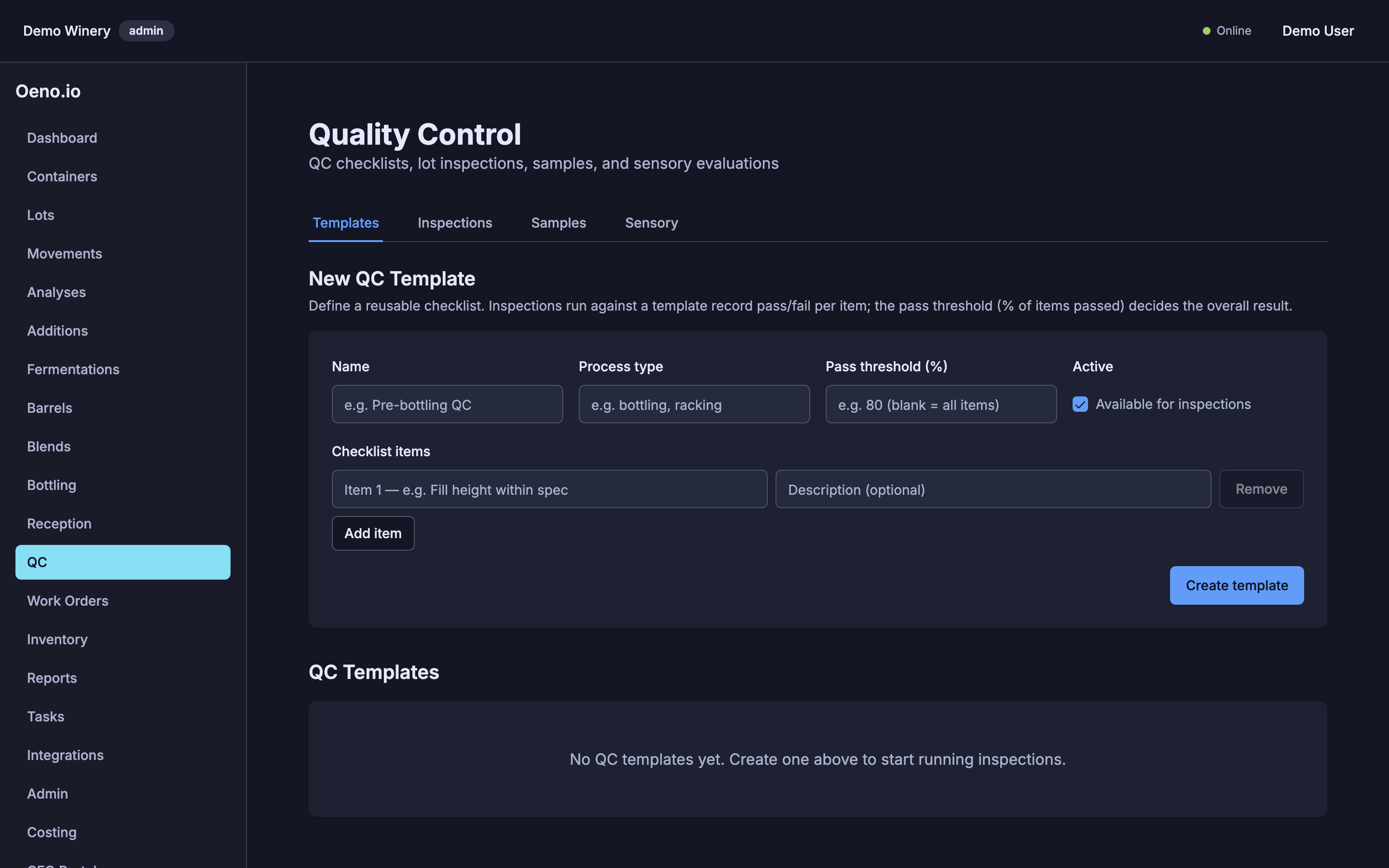 Oeno — Lab, QC & Instrument Integrations